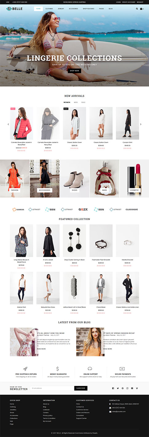 5 Best Shopify Themes for a Fashion Store - Belle Clothing and Fashion Shopify Theme demo