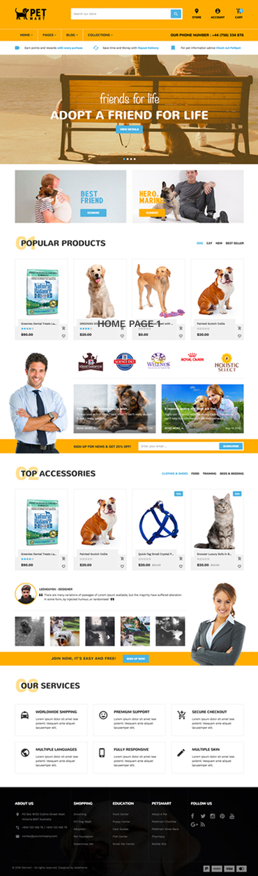 Best SHOPIFY THEME FOR PET SUPPLIES - Pet Care - Pet Service - Petmart Responsive Shopify Theme