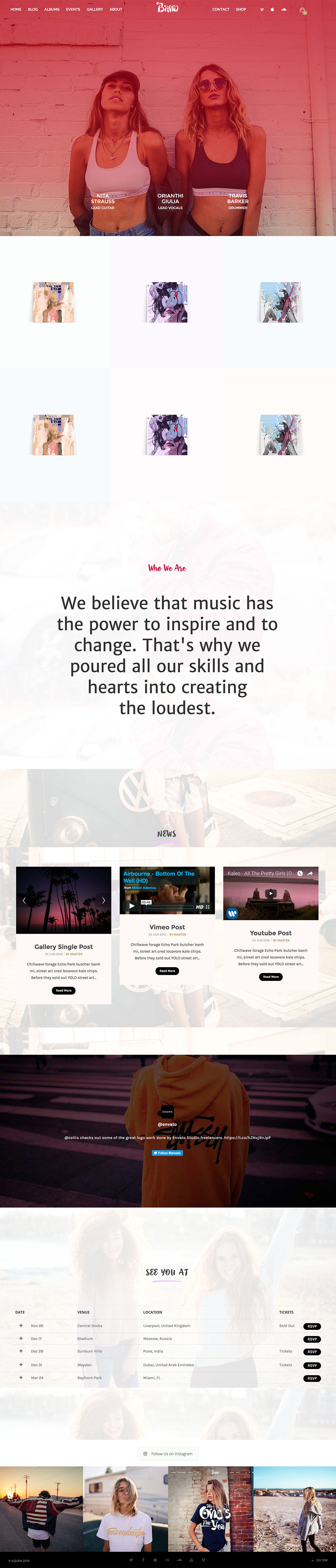 Best WordPress themes for Musicians - AQURA - Music Bands Musicians & DJ's WordPress Theme