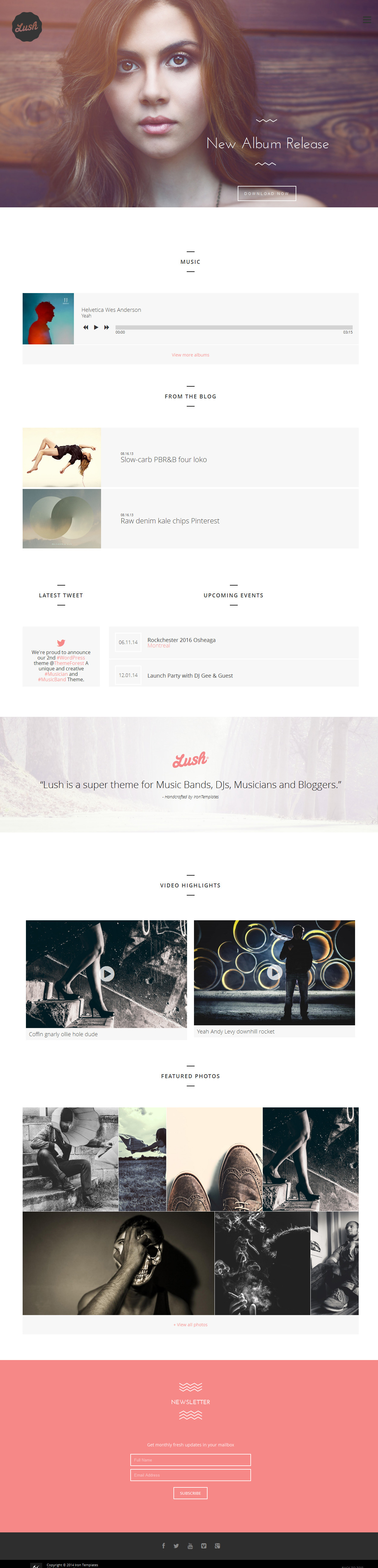 Best WordPress themes for Musicians - Lush - Music Band & Musician WordPress Theme