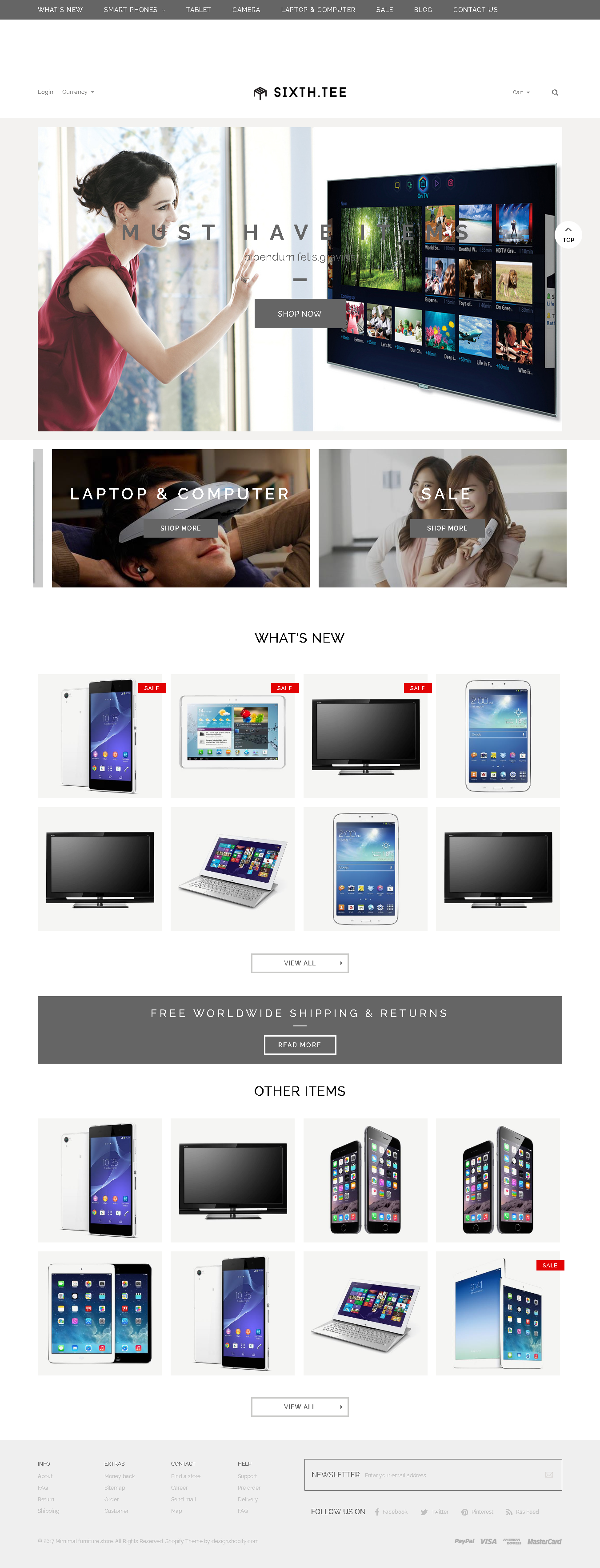 TOP and best SHOPIFY ELECTRONICS THEME - Minimal Multipurpose Shopify Theme - SixthTee