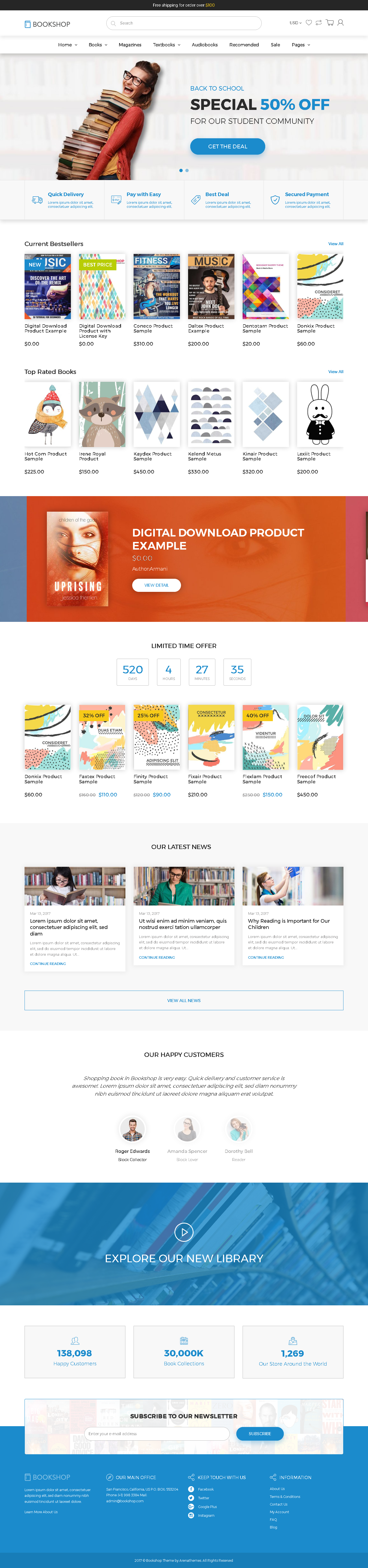 Top Shopify Premium themes collection for Book Store - Shopify Ebook Theme - Bookshop Digital Download Product Shopify Template