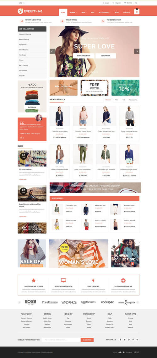 5 Best SHOPIFY Premium Themes Collection for Clothing Store 2017 - Everything - Multipurpose Premium Responsive Shopify Themes - Fashion, Electronics, Cosmetics, Gifts