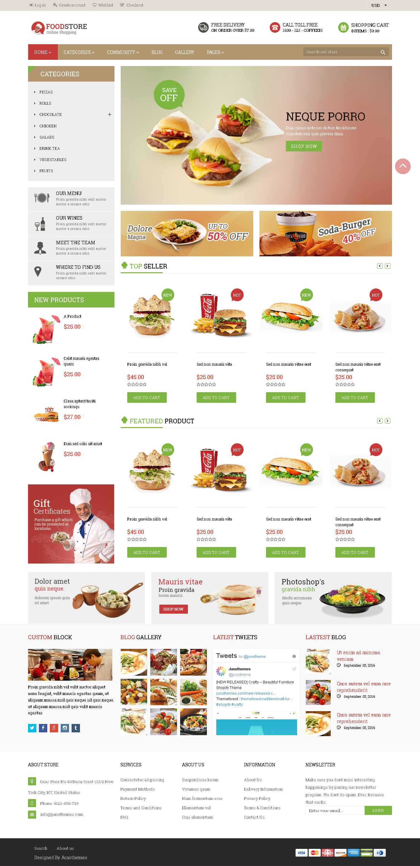 5 Best SHOPIFY Premium Themes Collection for Food Store 2017 - Foodstore Responsive Shopify Theme