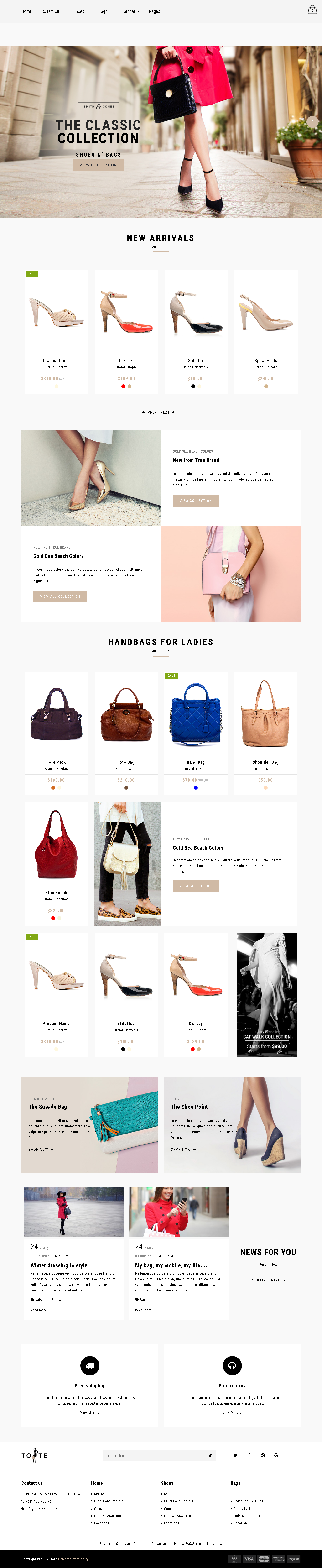 5 Best SHOPIFY Premium Themes Collection for Handbags Store 2017 - Tote - Shoes and Bags Shopify theme