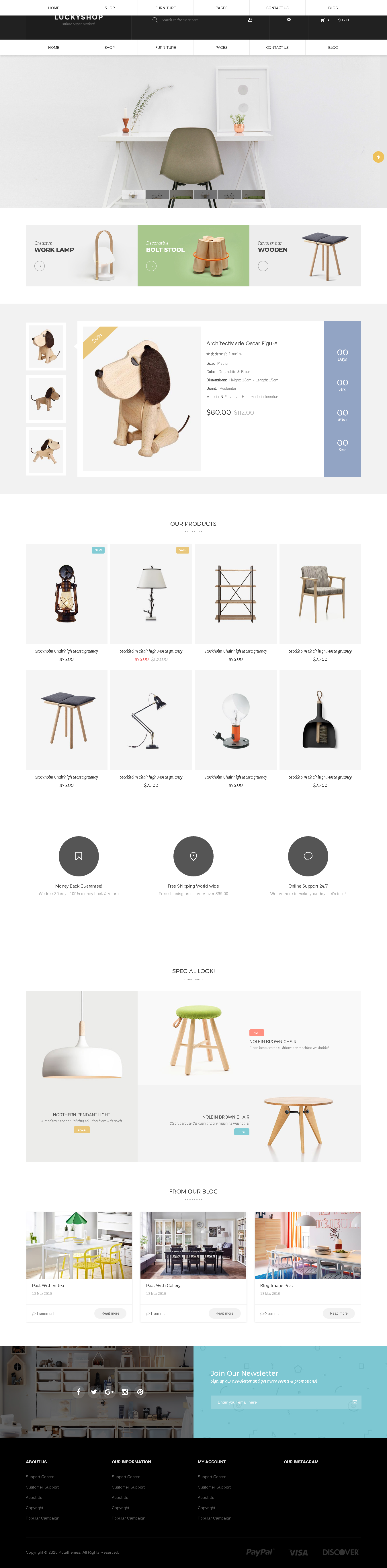 5 Best SHOPIFY Premium themes collection for Furniture Store 2017 - Lucky - Multipurpose Responsive Shopify Theme