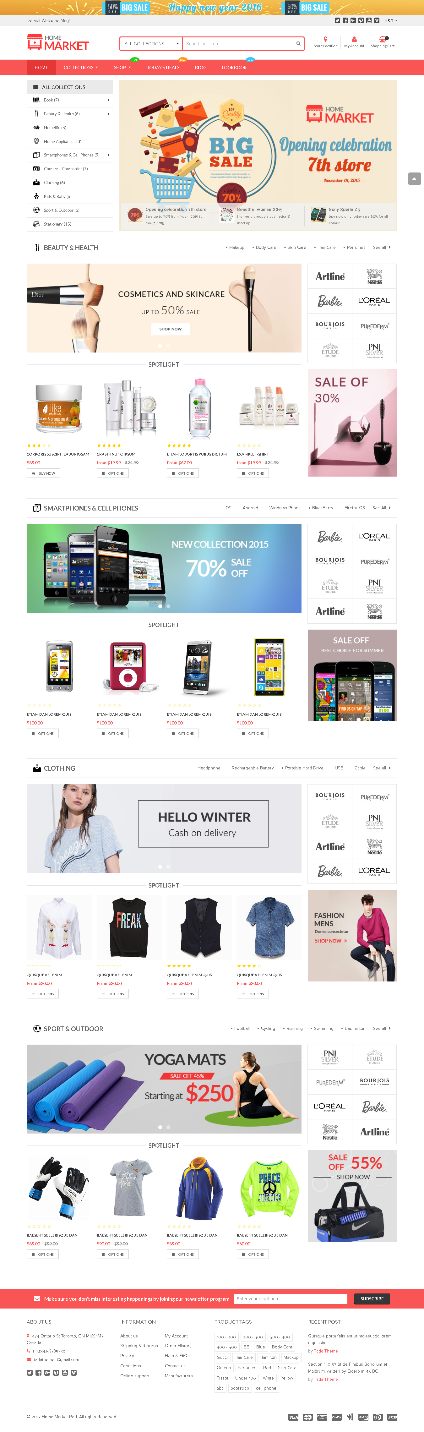 Best SHOPIFY Premium Themes Collection for SUPERMARKET Store 2017 - Home Market - Flexible Shopify Theme