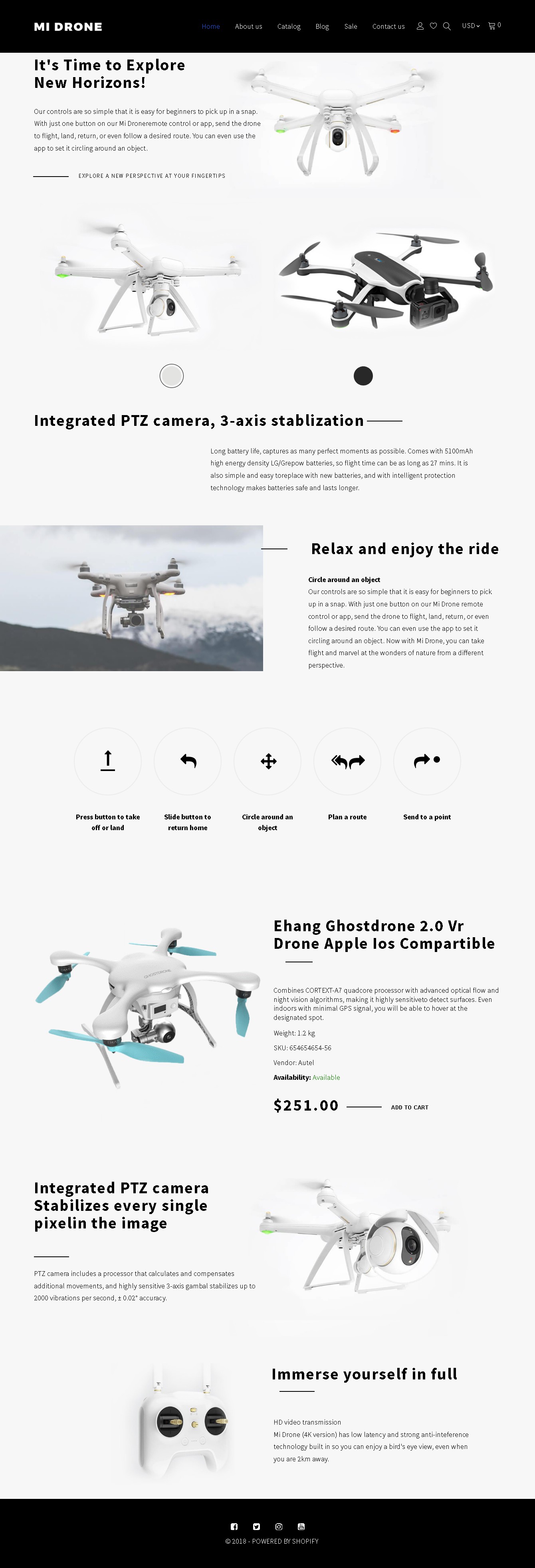 Best SHOPIFY Themes for Single Product Store - Mi Drone - Single Product Responsive Shopify Theme