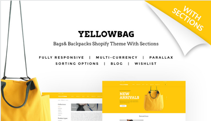 SHOPIFY Premium Themes Collection for Single Product Store - YellowBag - Handbag Responsive Shopify Theme