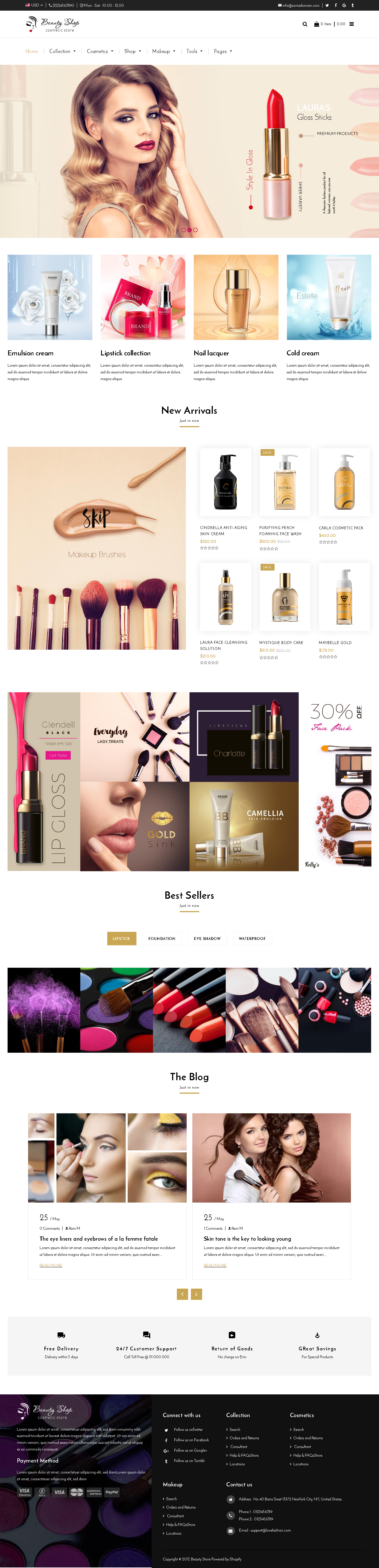 5 Best SHOPIFY Premium Themes Collection for Cosmetics Stores 2017 -Beauty – Cosmetics and Fashion Beauty Shopify Theme