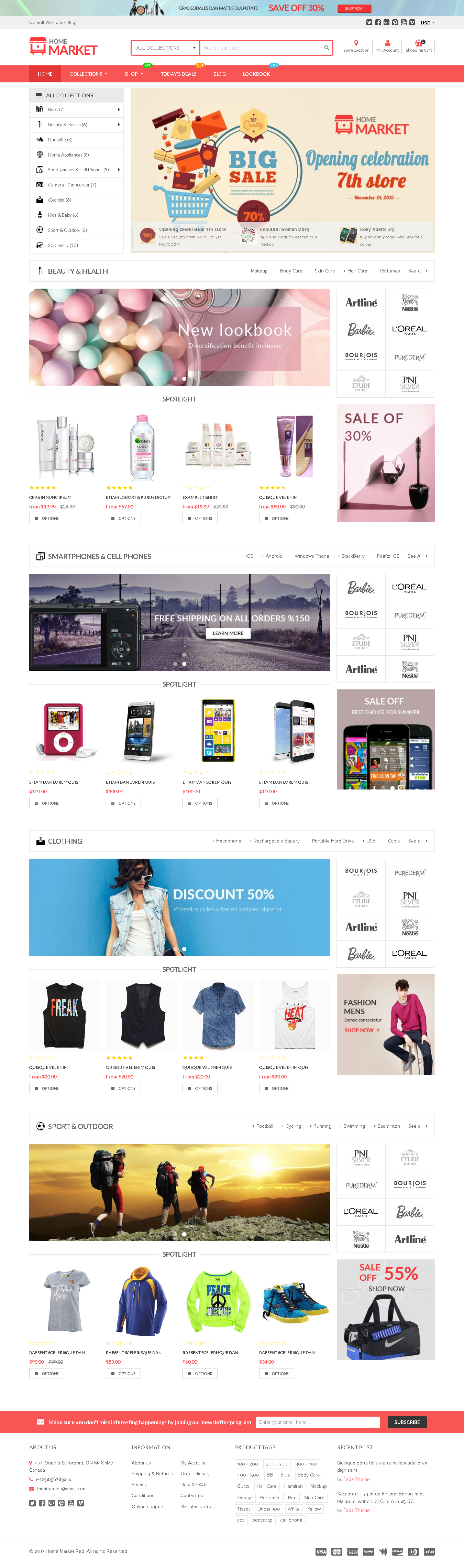 5 Best SHOPIFY Premium Themes Collection for large inventory Stores 2017 - Home Market-Flexible Shopify Theme