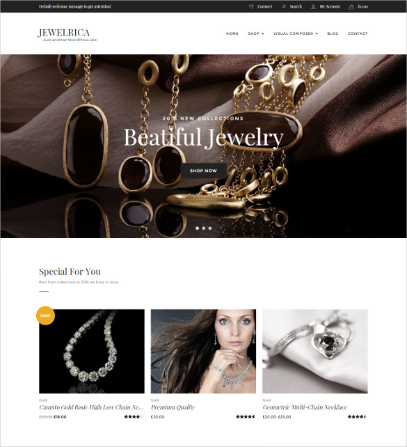 Best WordPress Premium Themes Collection for Jewelry Store - Jewelrica - eCommerce WordPress Theme