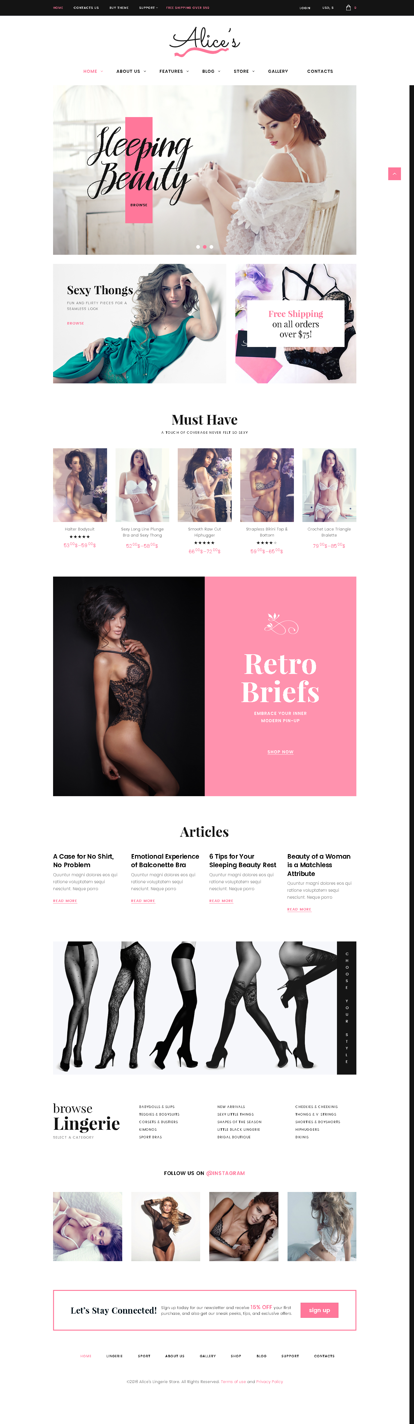 Best WordPress WooCommerce Premium Themes Collection for LINGERIE Store - Alice's - Lingerie Store and Fashion Boutique