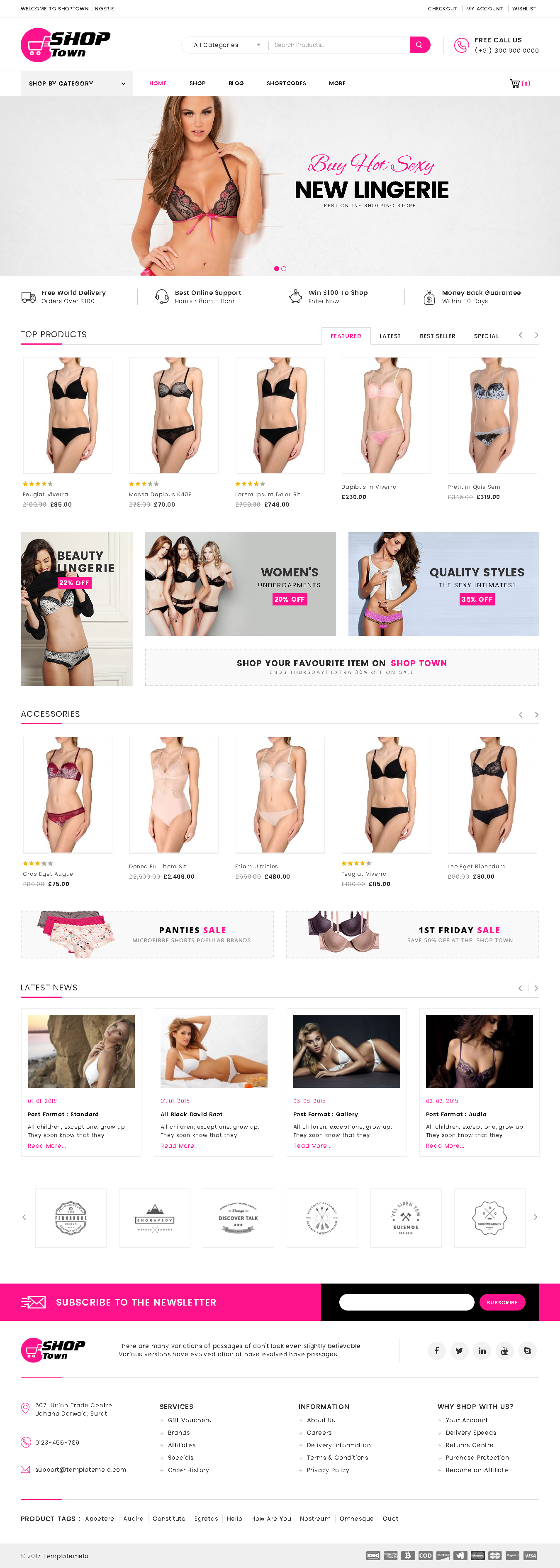 Best WordPress WooCommerce Premium Themes Collection for LINGERIE Store - Shop Town - Multipurpose WooCommerce Theme
