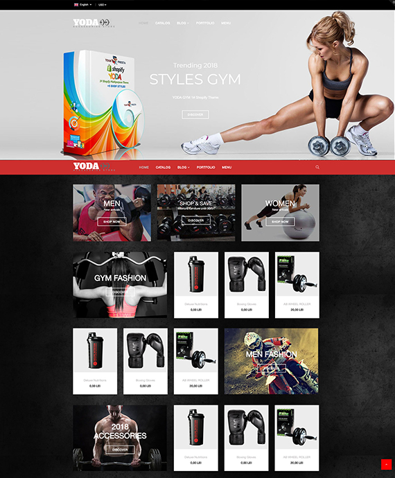 Top Shopify themes for Yoga products - Yoda Gym Sports Shopify Theme