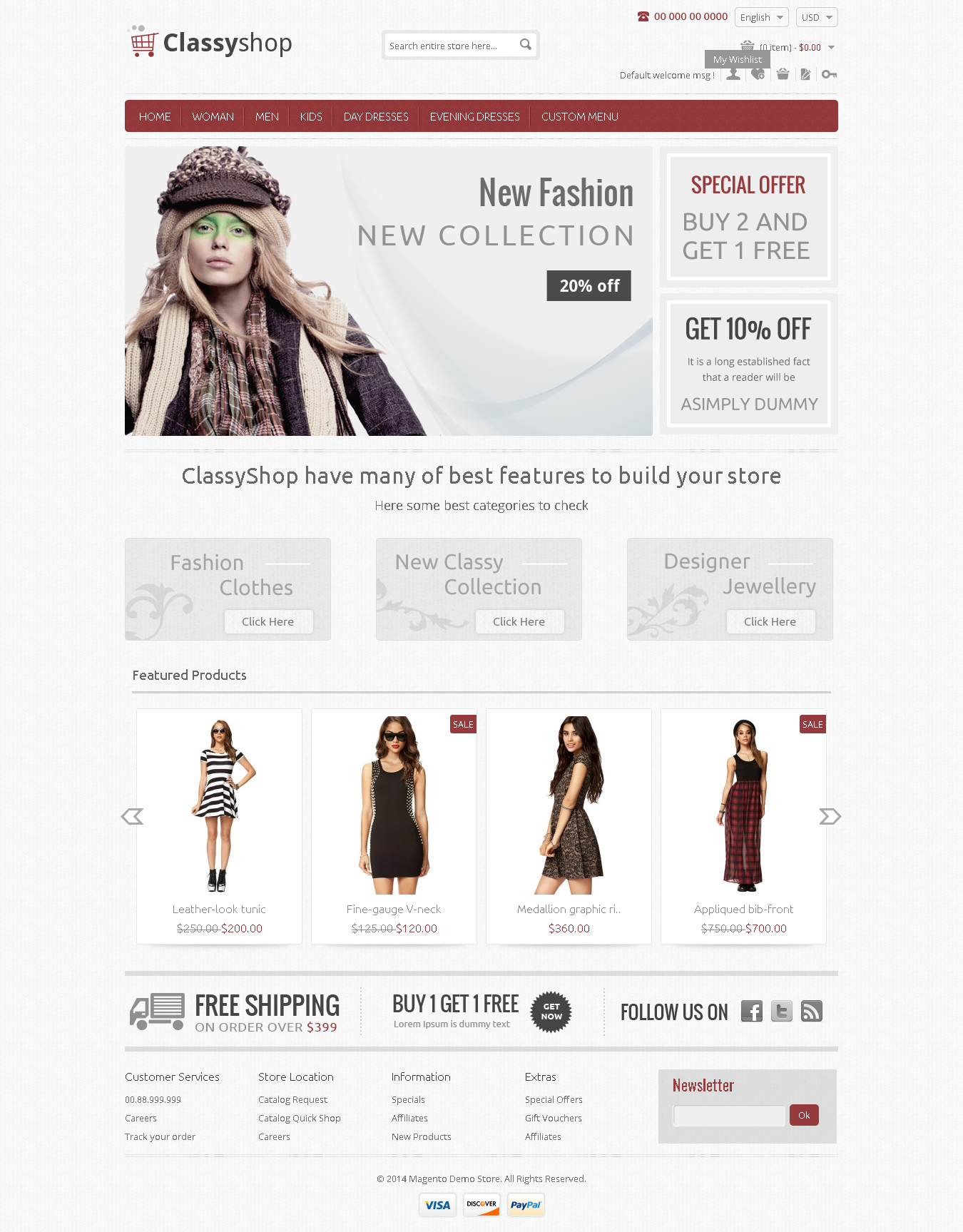 Top 5 Magento Themes for Large Inventory Stores - Classy Shop - Magento Responsive Template