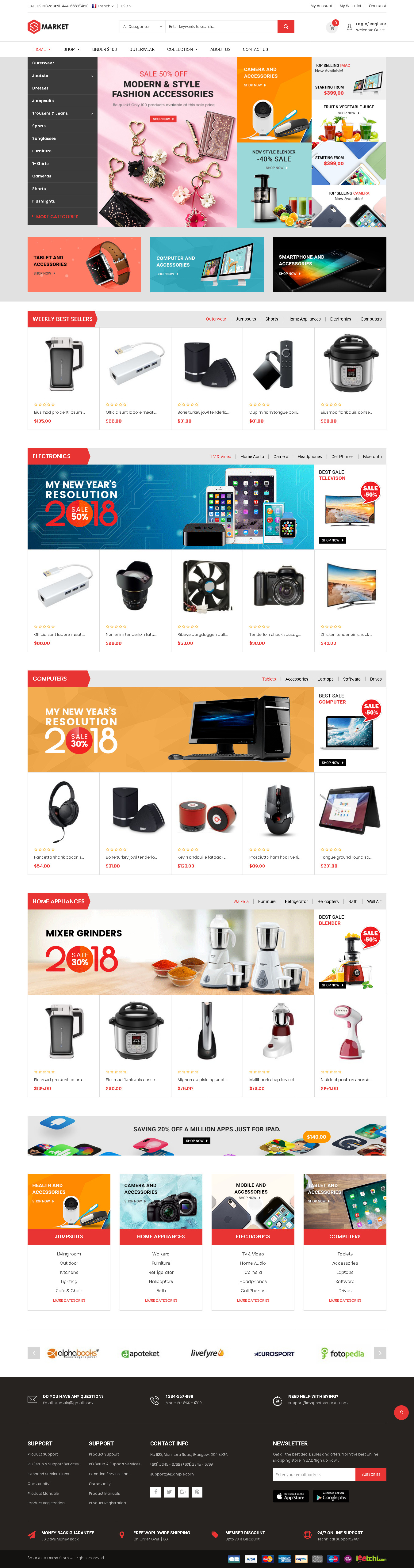 Top 5 Magento Themes for Large Inventory Stores - SM Smarket - Fluid Responsive Magento 2.2 MultiPurpose Theme