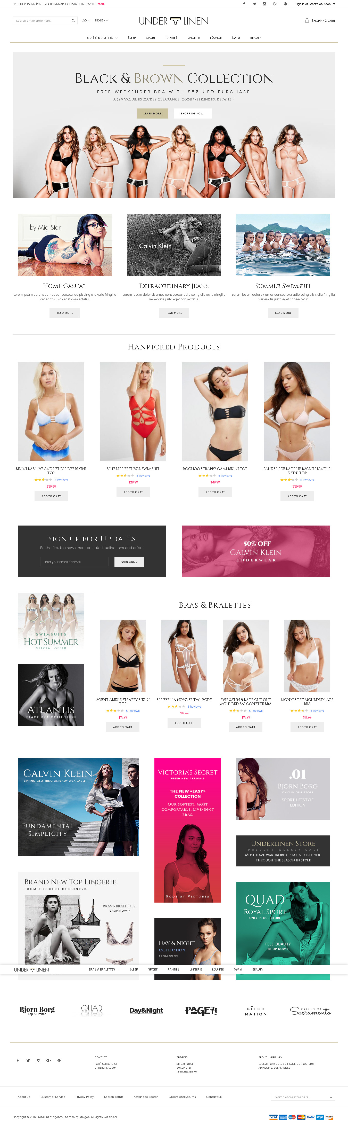 Top Magento themes for Lingerie Store - Underlinen - Lingerie Magento 2 and Magento 1 Theme