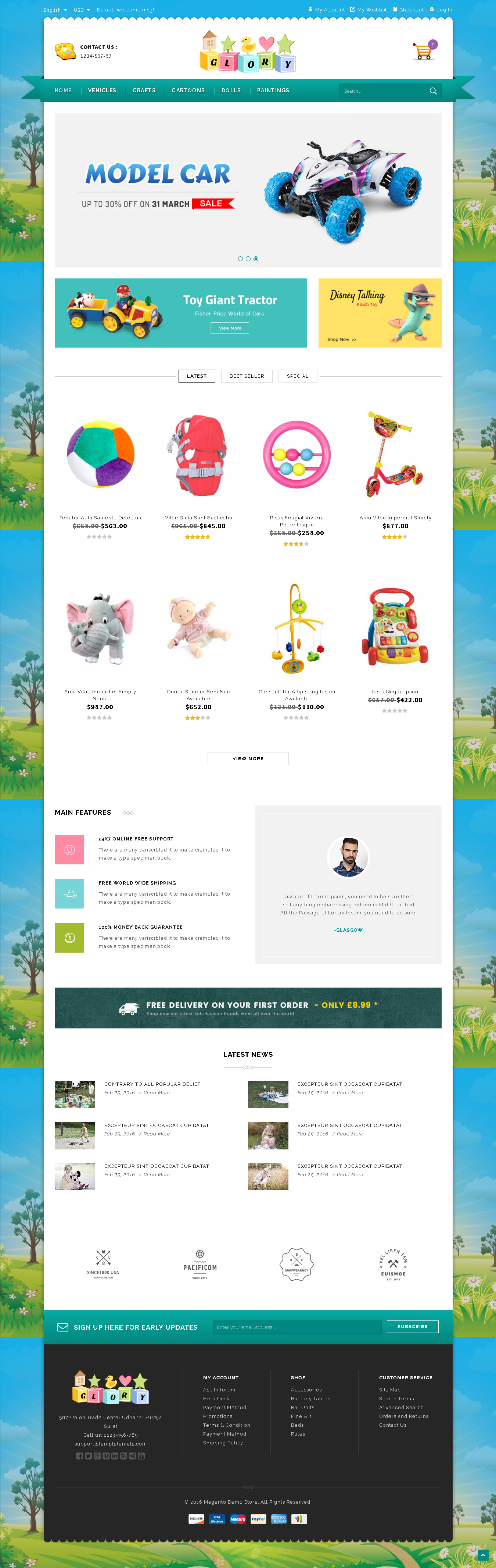 Top magento themes for kids store - Glory Shop - Multipurpose Magento Theme