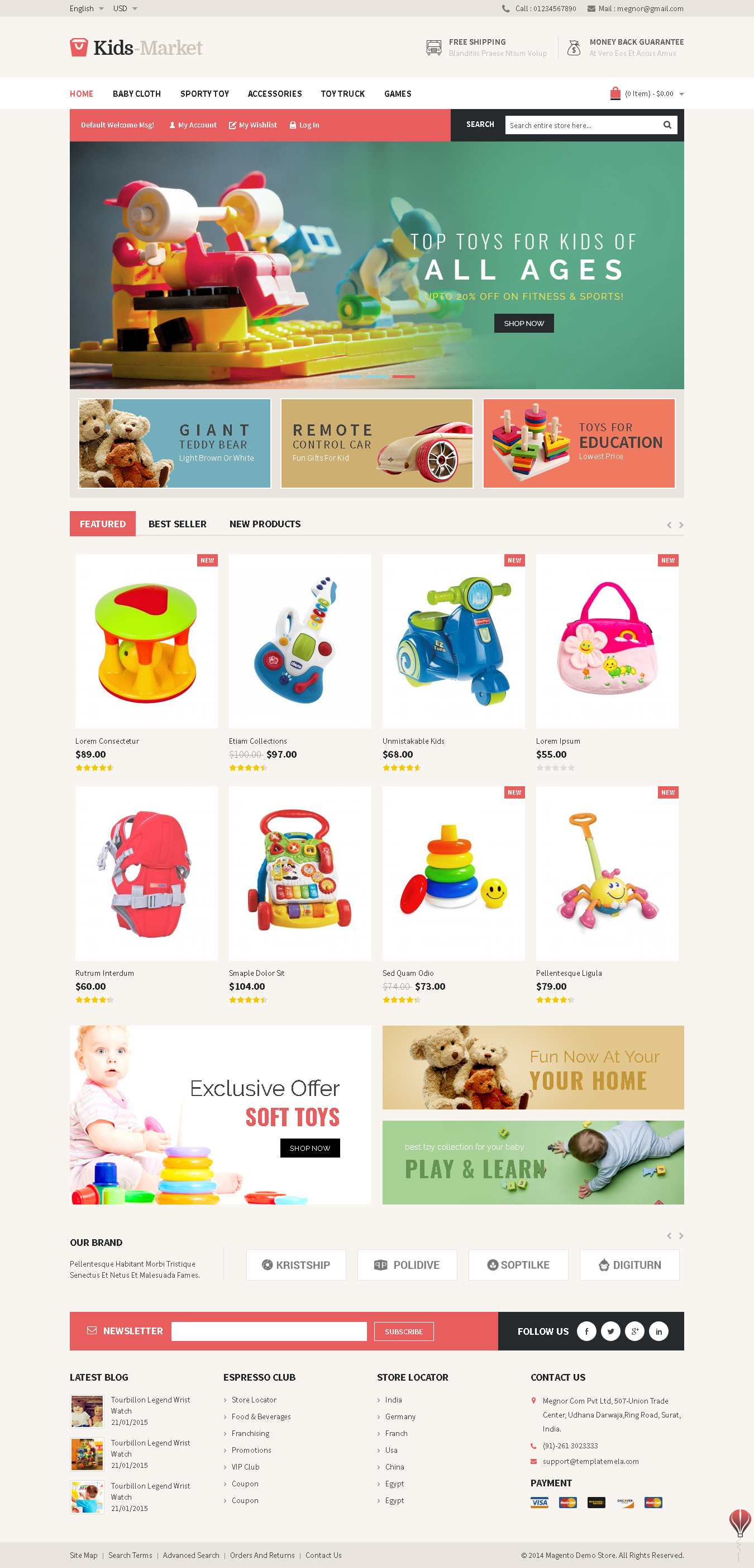 Top magento themes for kids store - Kids Market - Magento Responsive Theme