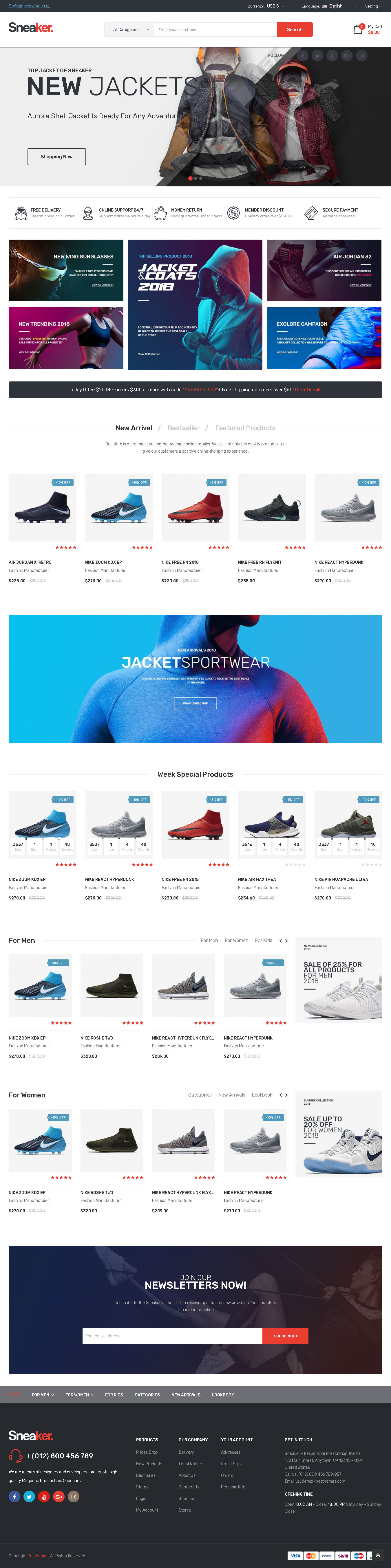 Sneaker - Shoes Responsive PrestaShop Theme - Top Pretashop single product store themes