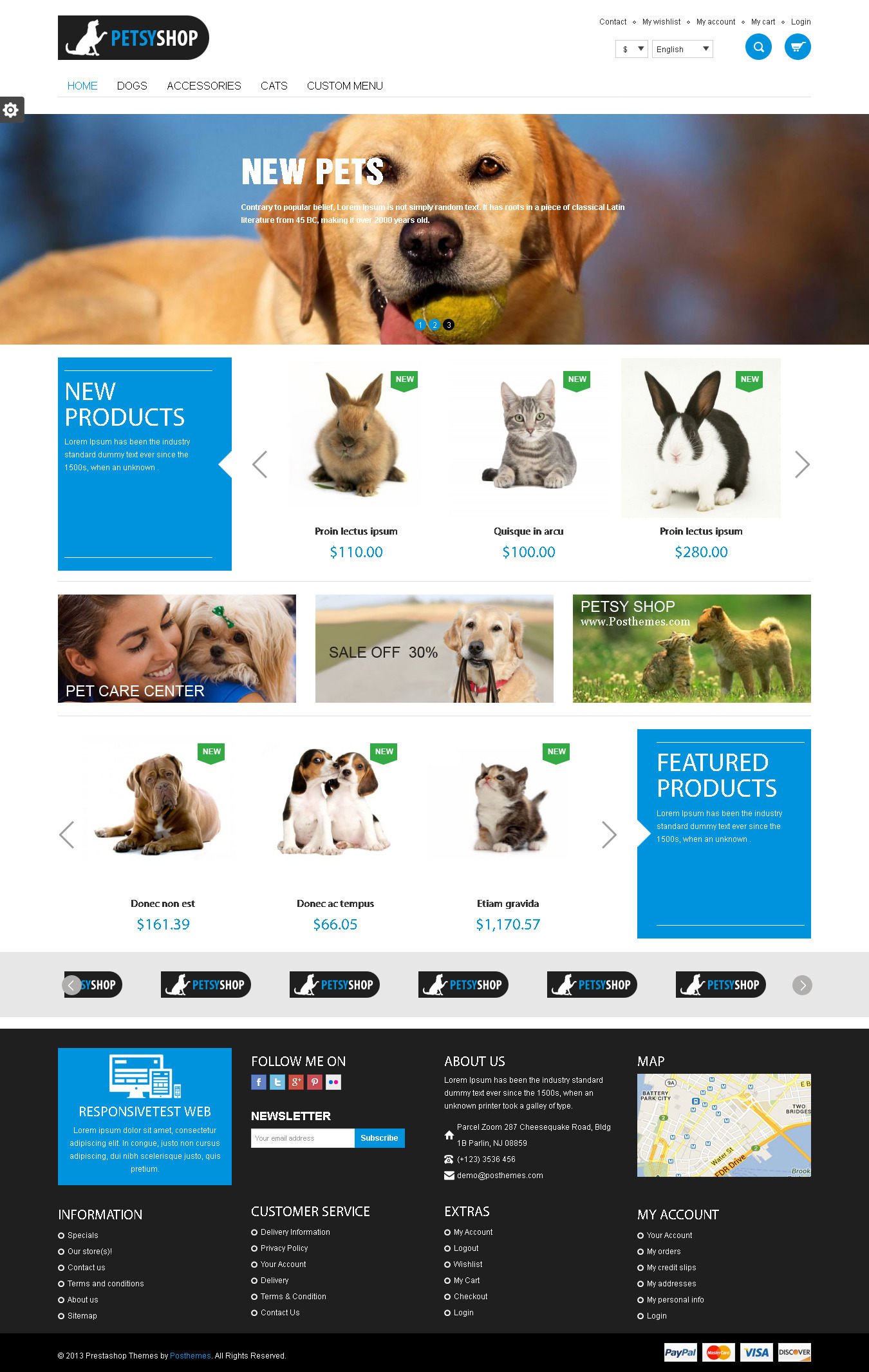 PetsyShop Responsive Prestashop Theme - Top Pretashop Themes for Pet Care Service