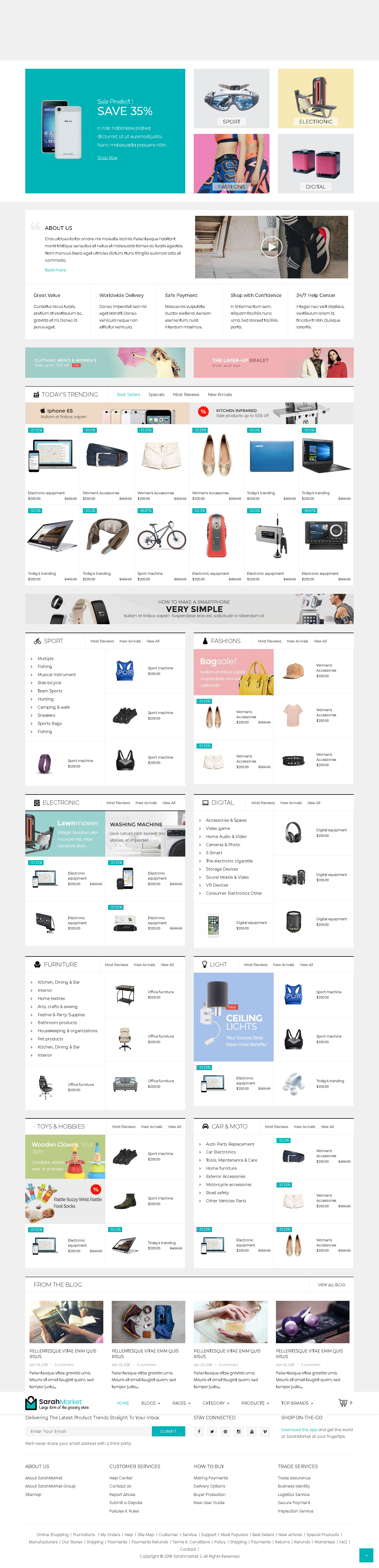 Large Inventory Store Shopify themes - SarahMarket – Sectioned Responsive Shopify Theme for Supermarket, Large store, Groceries, Aliexpress