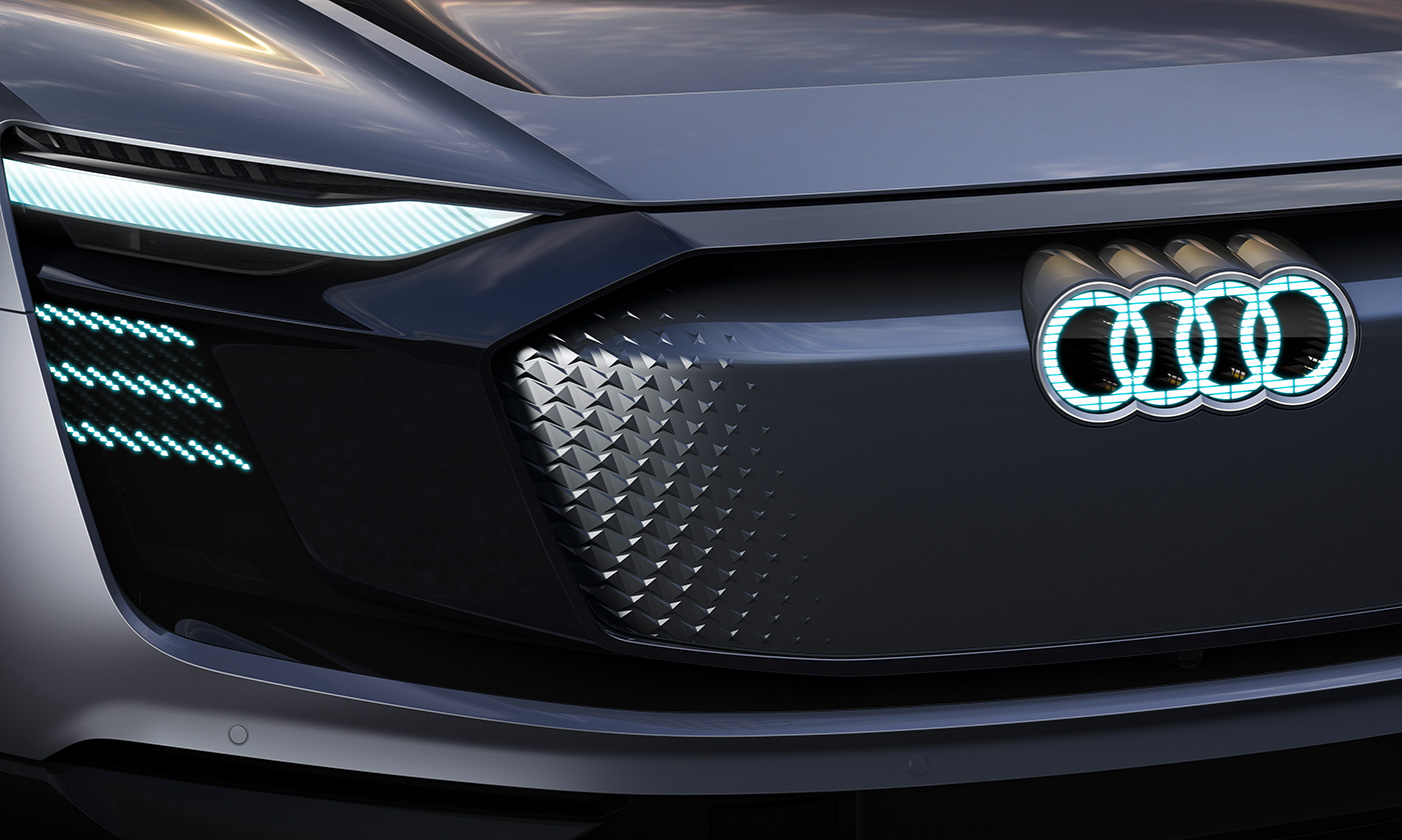 2020 Audi E-Tron Sportback glowing flame logo front side png image