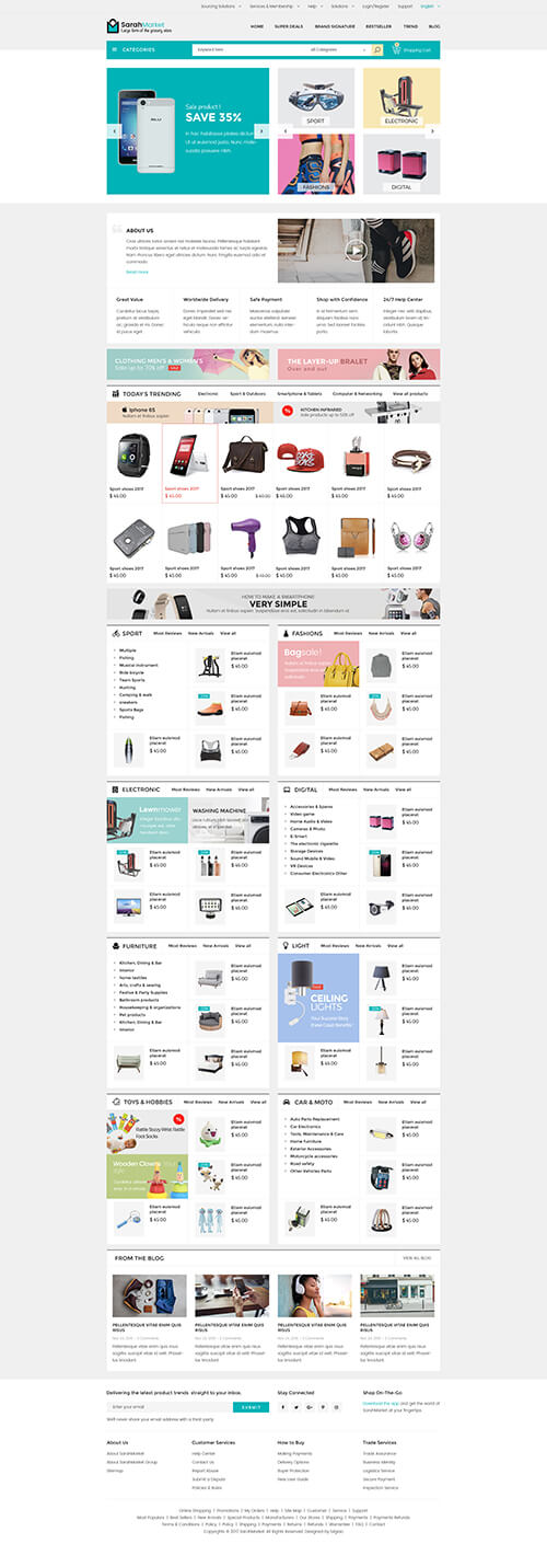 Download SarahMarket – Sectioned Responsive Supermarket Shopify Theme -Top Shopify Themes For Fashion Store