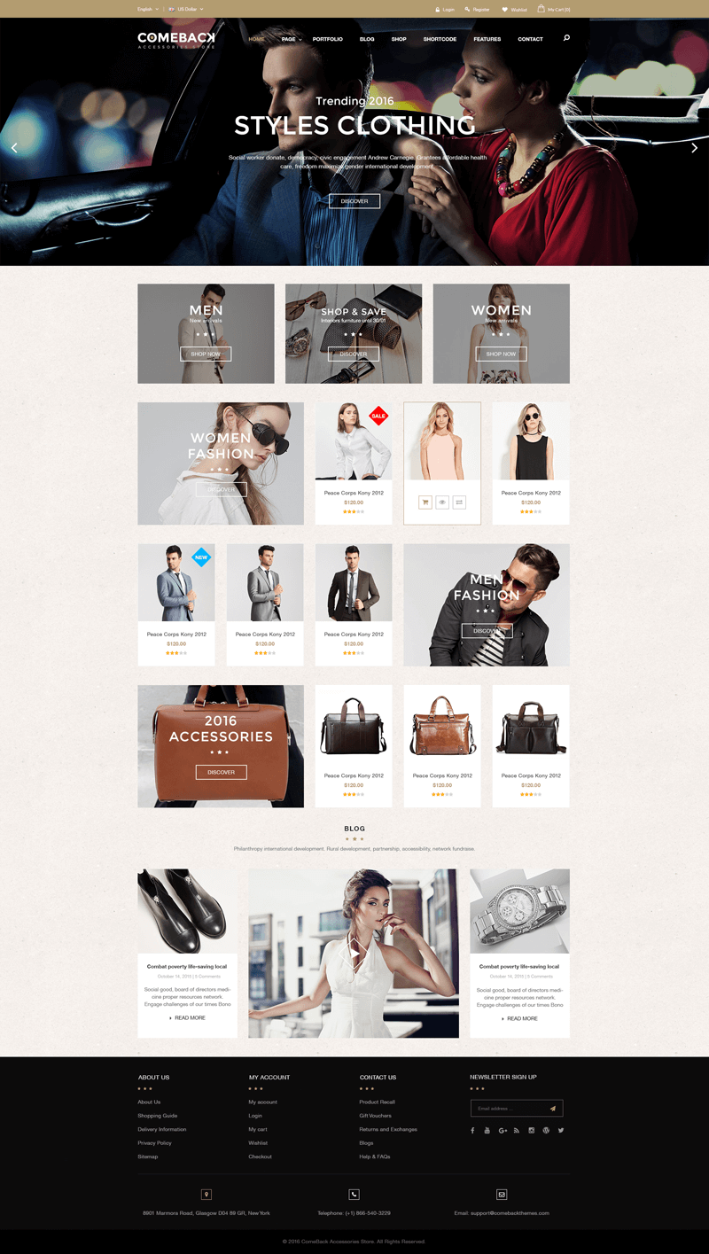 Top Shopify Themes For Fashion Store - Comeback - Advanced Shopify Theme Option Drag and Drop Page Builders