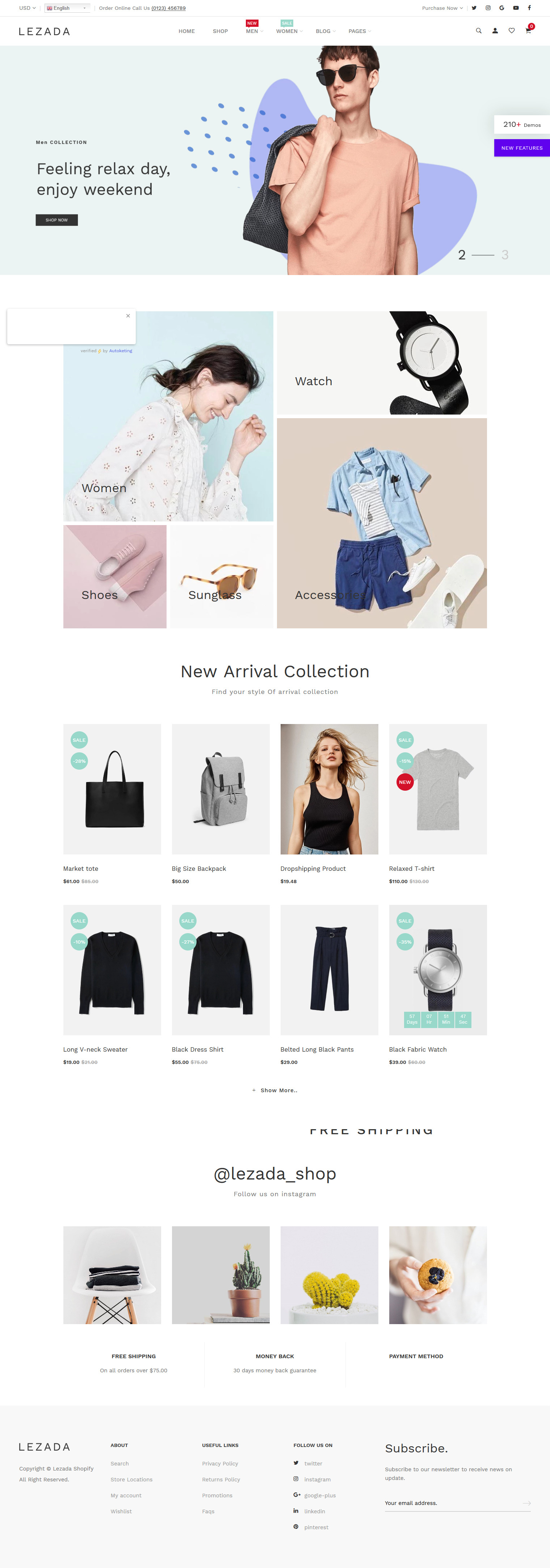 Lezada - Multipurpose Shopify Theme - Top shopify themes with sub collections