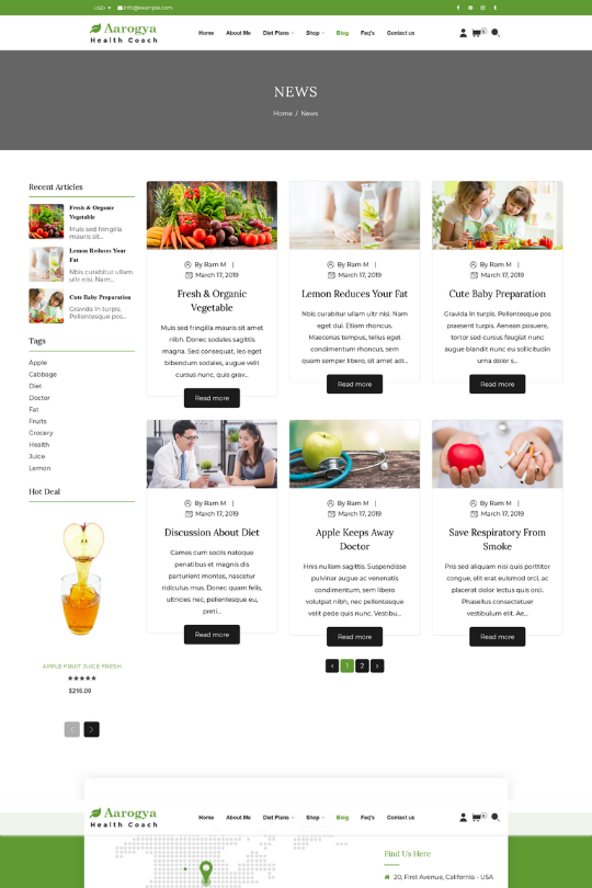 Download Aarogya Healthcare Nutrition and Wellness Shopify Theme - Best Shopify Themes for blog page setup